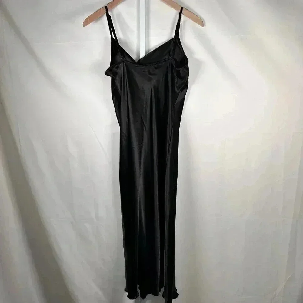 Vintage Bebe Slip Dress Size Medium Black Satin Smooth Date City